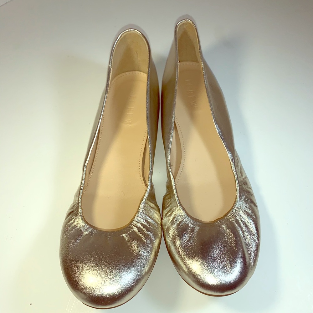 J Crew Cece Flats Metallic Gold
